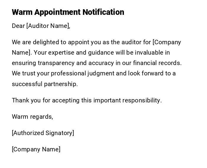 Warm Appointment Notification