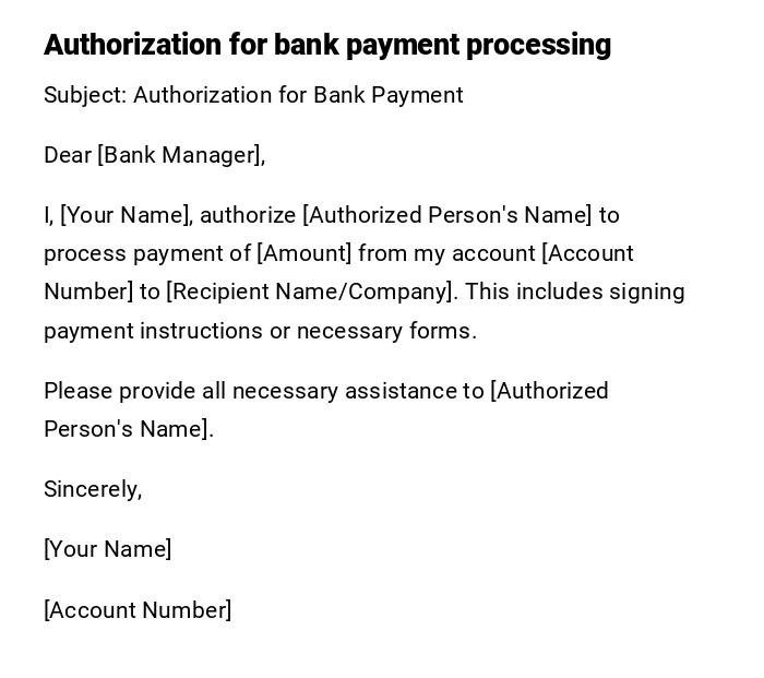 Authorization for bank payment processing