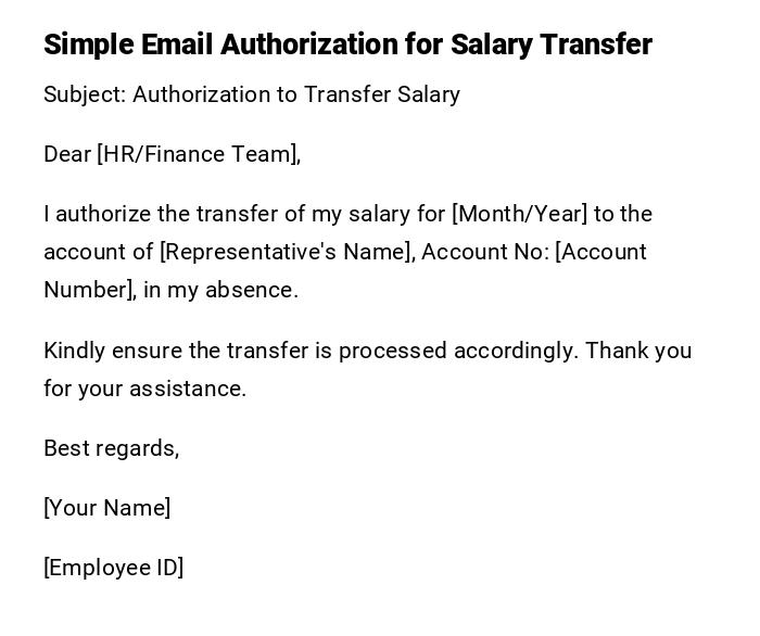 Simple Email Authorization for Salary Transfer