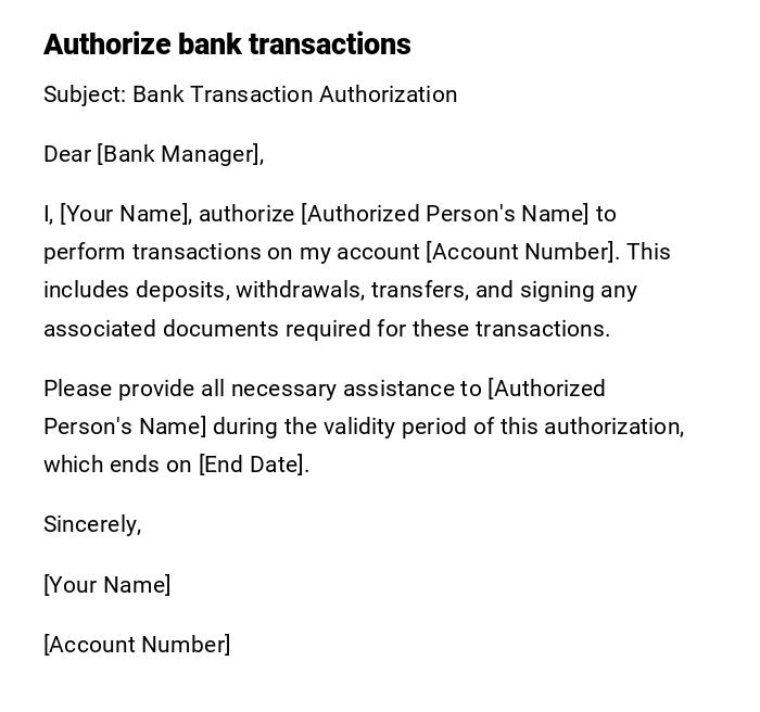 Authorize bank transactions