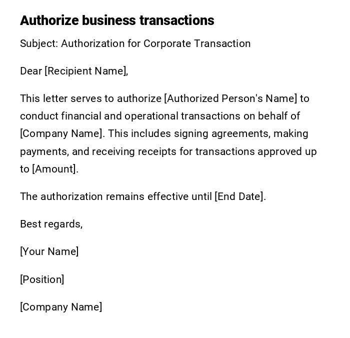 Authorize business transactions