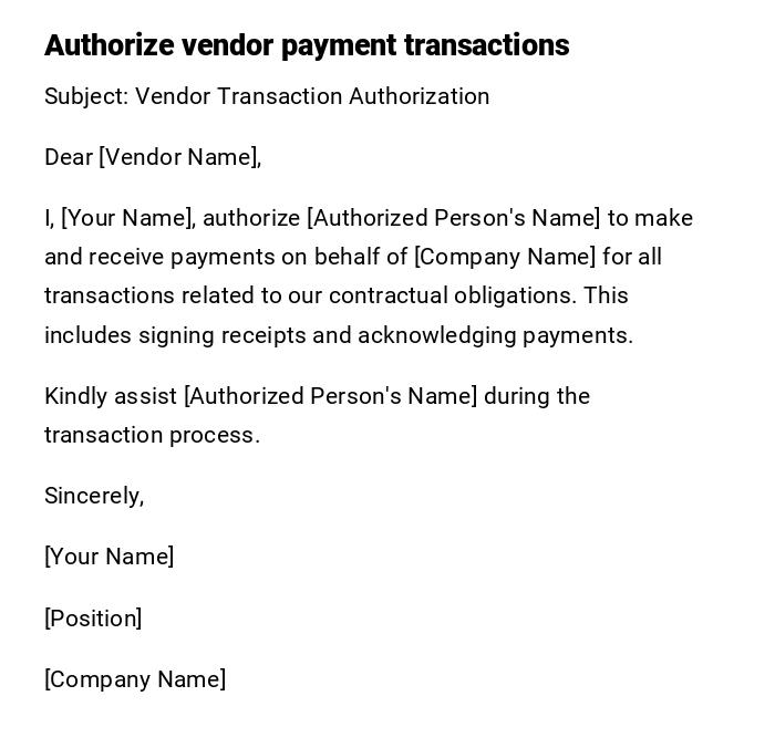 Authorize vendor payment transactions