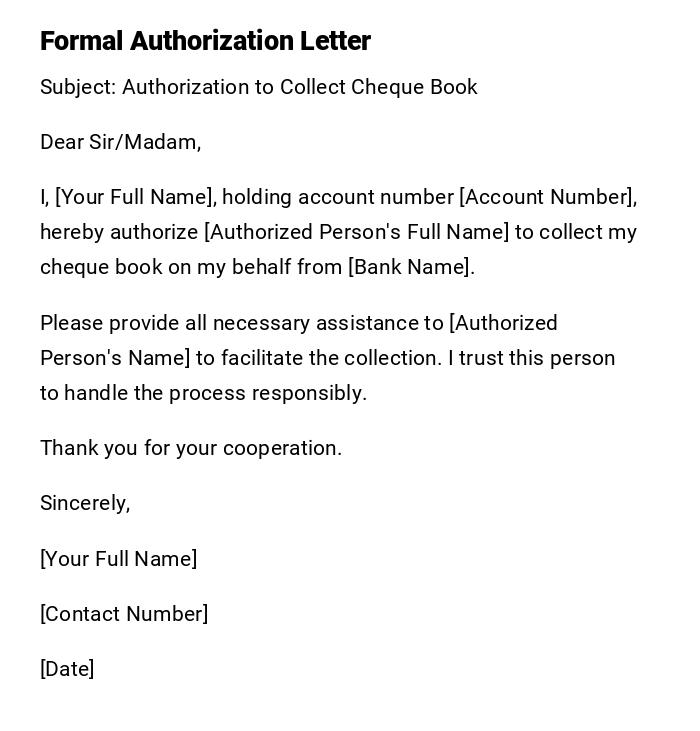 Formal Authorization Letter