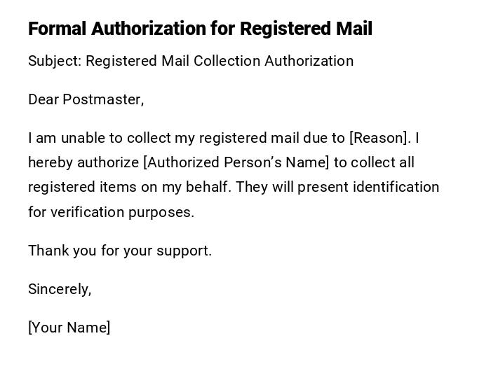 Formal Authorization for Registered Mail