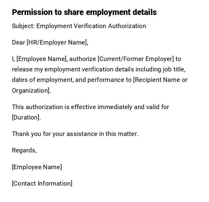 Permission to share employment details