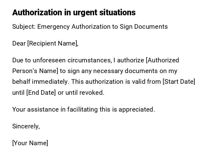 Authorization in urgent situations