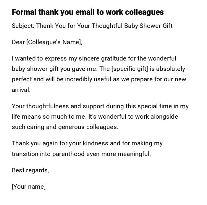 Formal thank you email to work colleagues