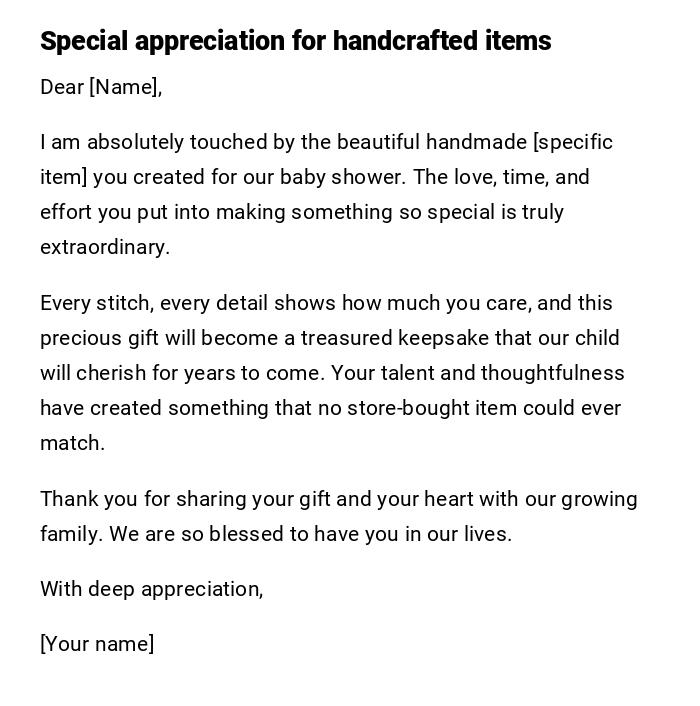Special appreciation for handcrafted items