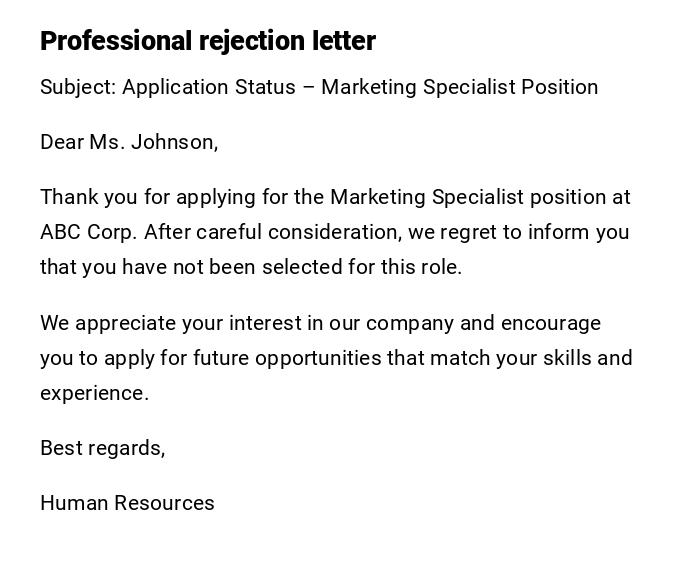 Professional rejection letter