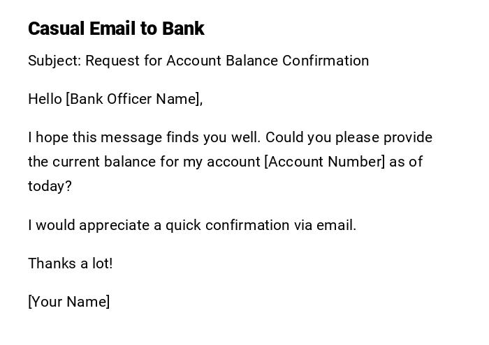 Casual Email to Bank