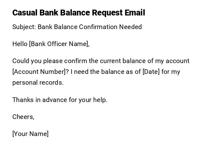 Casual Bank Balance Request Email Casual Bank Balance Request Email