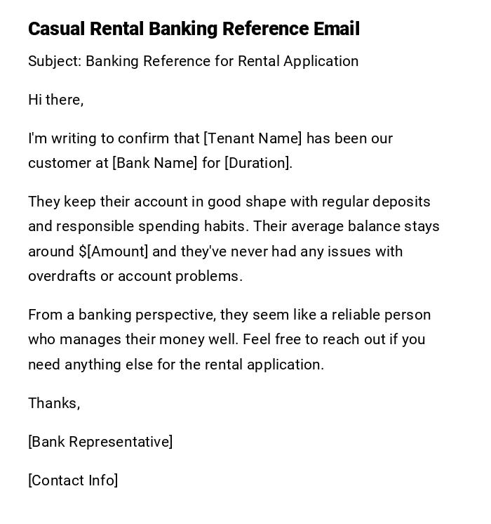 Casual Rental Banking Reference Email