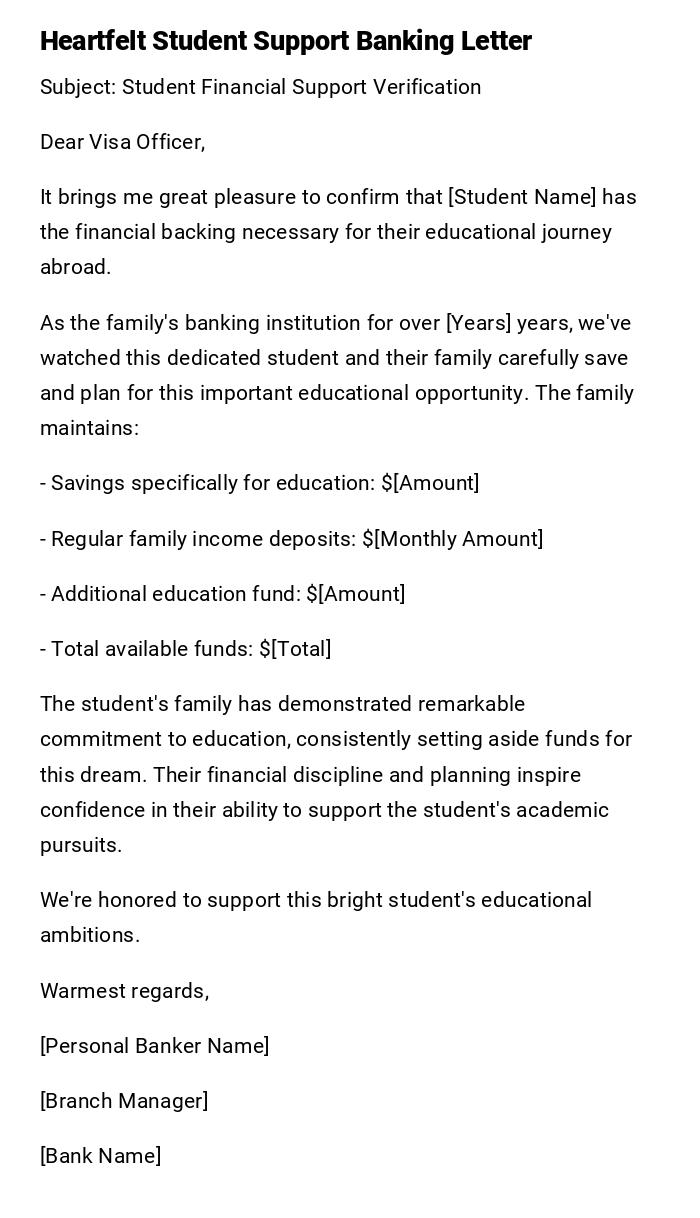 Heartfelt Student Support Banking Letter