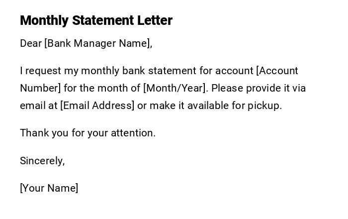 Monthly Statement Letter