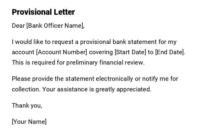 Provisional Letter