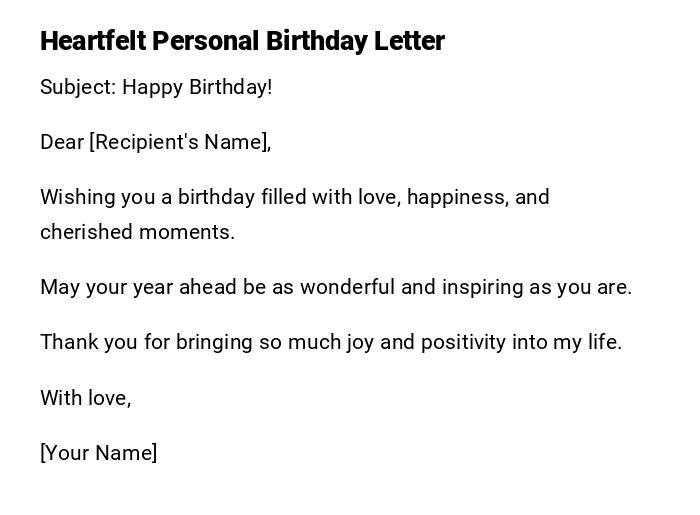 Heartfelt Personal Birthday Letter