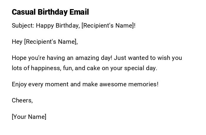 Casual Birthday Email