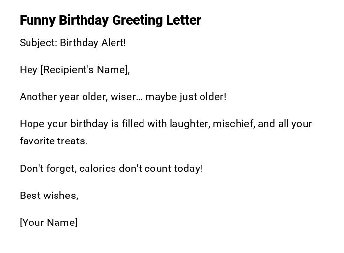 Funny Birthday Greeting Letter