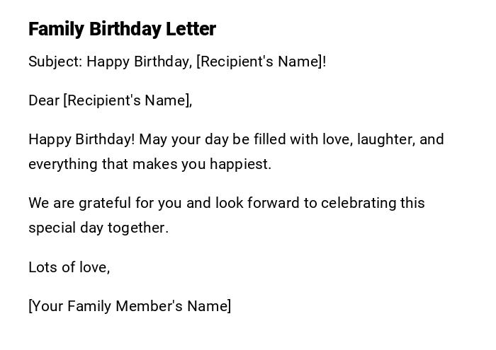 Family Birthday Letter