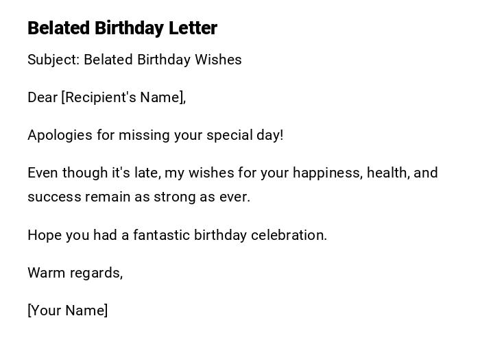 Belated Birthday Letter