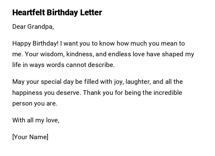 Heartfelt Birthday Letter