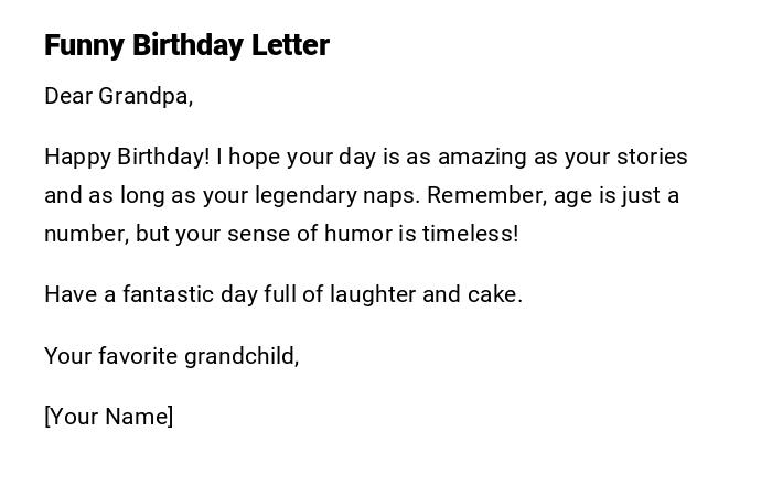 Funny Birthday Letter