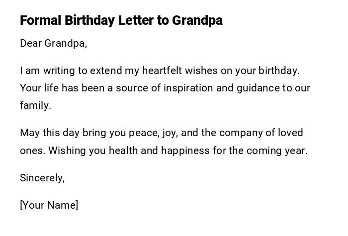 Formal Birthday Letter to Grandpa