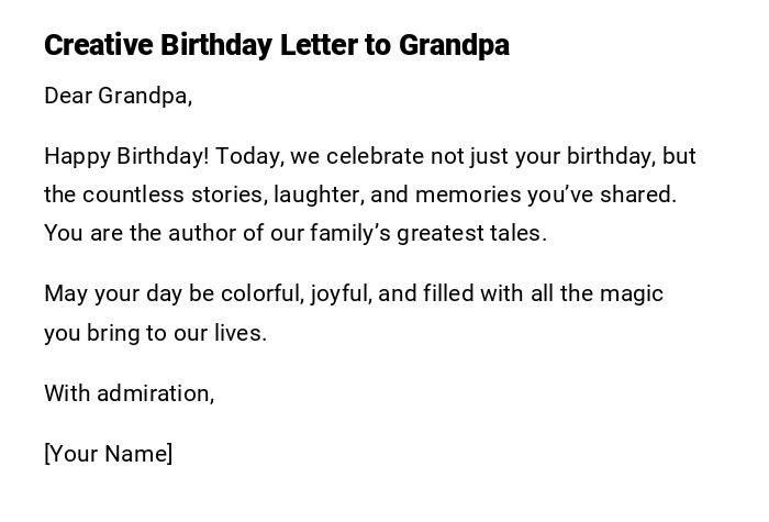 Creative Birthday Letter to Grandpa