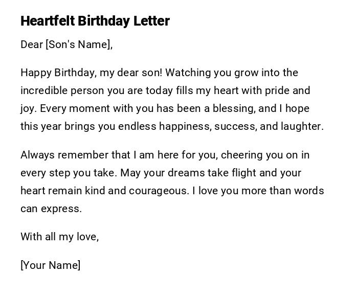 Heartfelt Birthday Letter