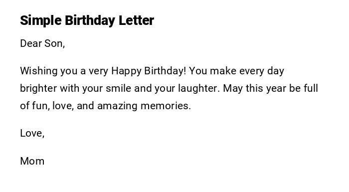Simple Birthday Letter