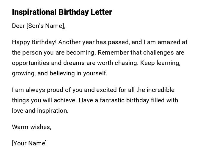 Inspirational Birthday Letter