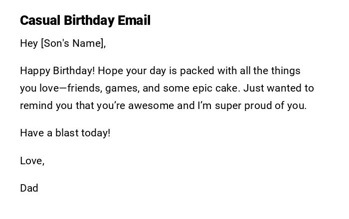 Casual Birthday Email