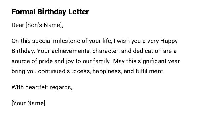 Formal Birthday Letter