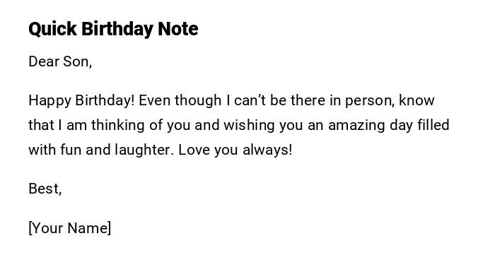 Quick Birthday Note