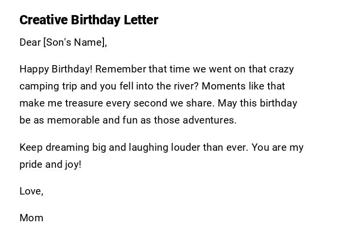 Creative Birthday Letter