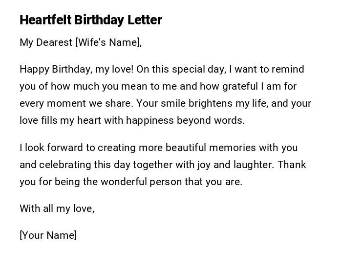 Heartfelt Birthday Letter