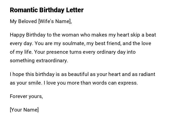 Romantic Birthday Letter