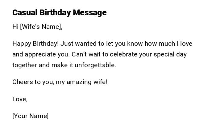 Casual Birthday Message