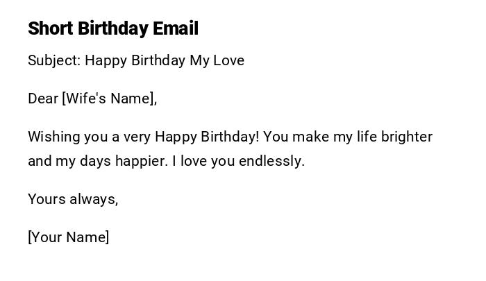 Short Birthday Email