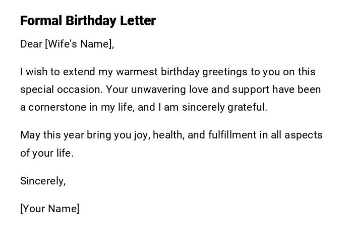 Formal Birthday Letter
