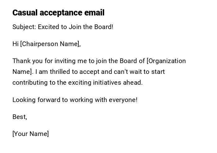 Casual acceptance email