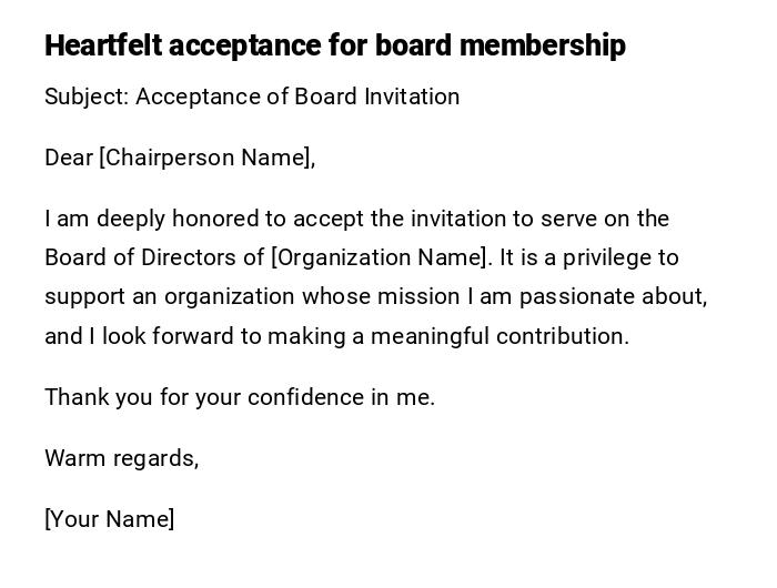 Heartfelt acceptance for board membership