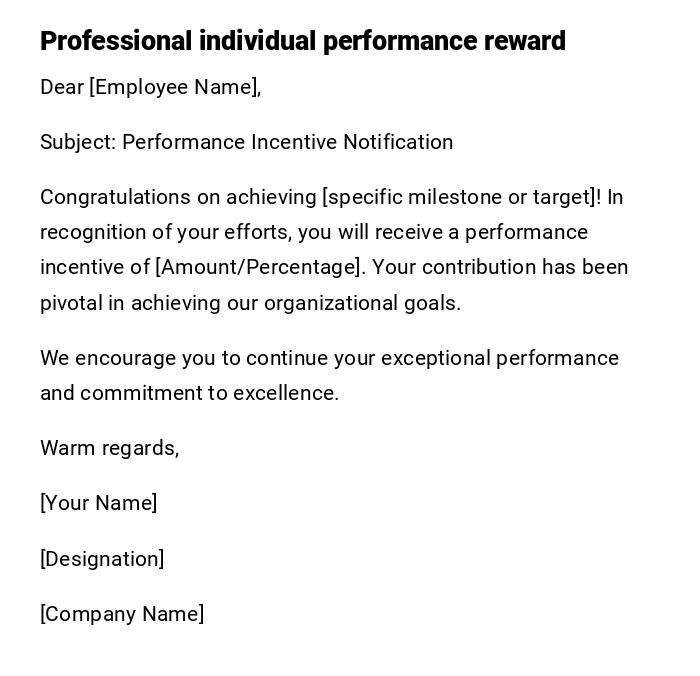 Professional individual performance reward Professional individual performance reward