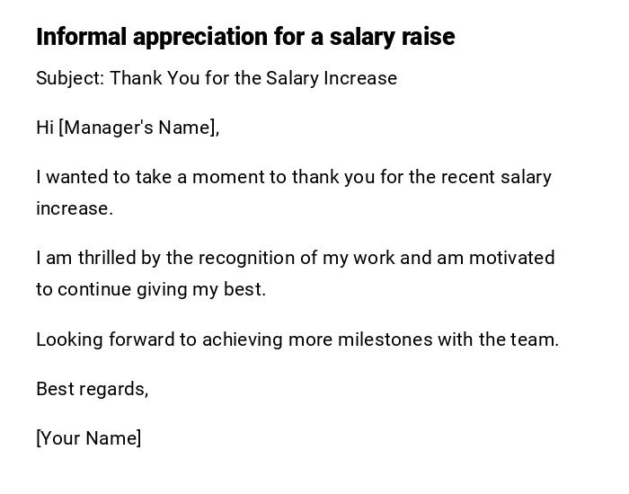 Informal appreciation for a salary raise