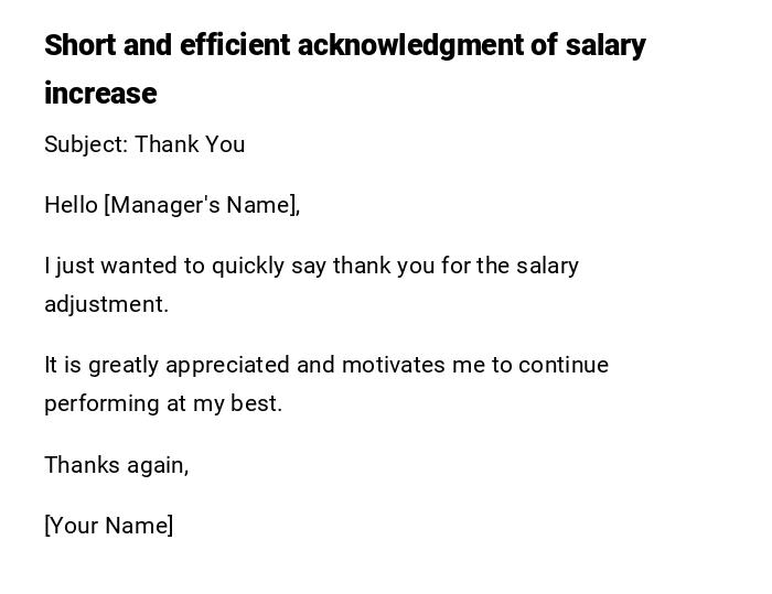 Short and efficient acknowledgment of salary increase