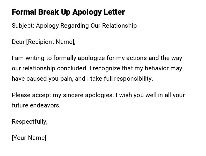 Formal Break Up Apology Letter