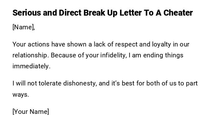 Serious and Direct Break Up Letter To A Cheater