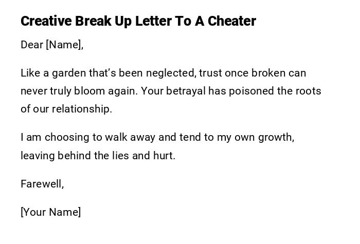 Creative Break Up Letter To A Cheater