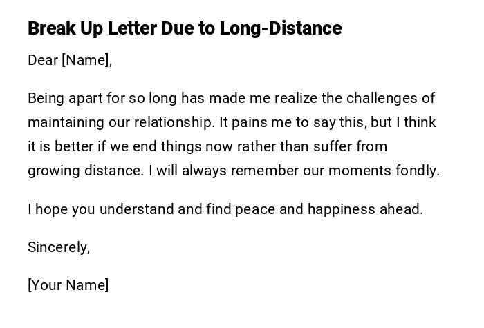 Break Up Letter Due to Long-Distance Break Up Letter Due to Long-Distance