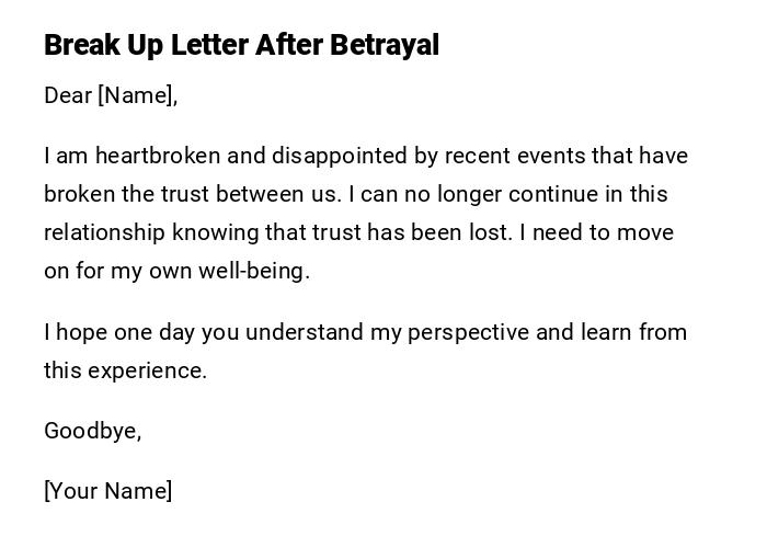 Break Up Letter After Betrayal Break Up Letter After Betrayal